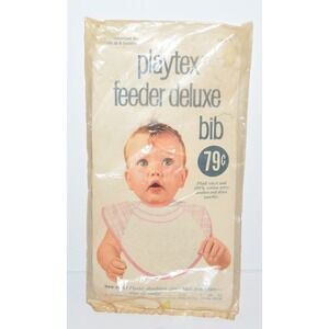 Vtg Playtex Terry Cloth Yellow Baby Bib 1970's in package